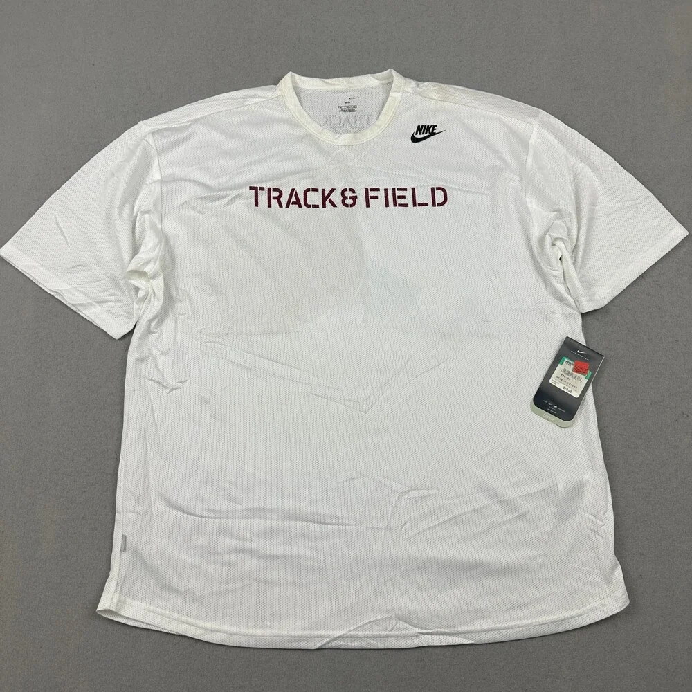 Nike Shirt Men Extra Large White Track & Field Dri-Fit Mesh Star Logo Running *